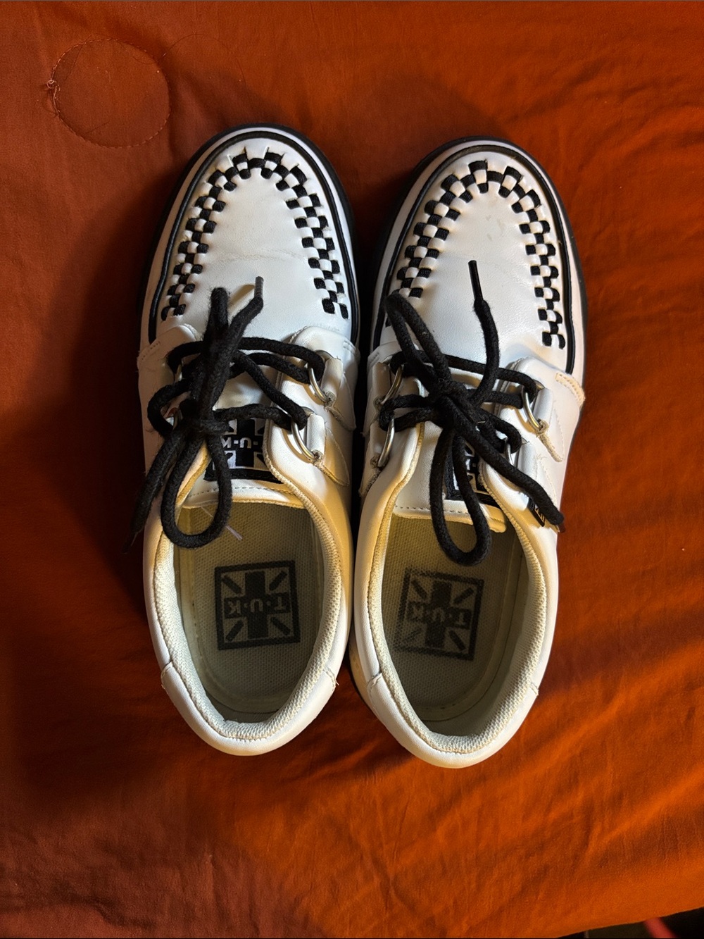 T.U.K White and Black Checkerboard Creeper Sneakers